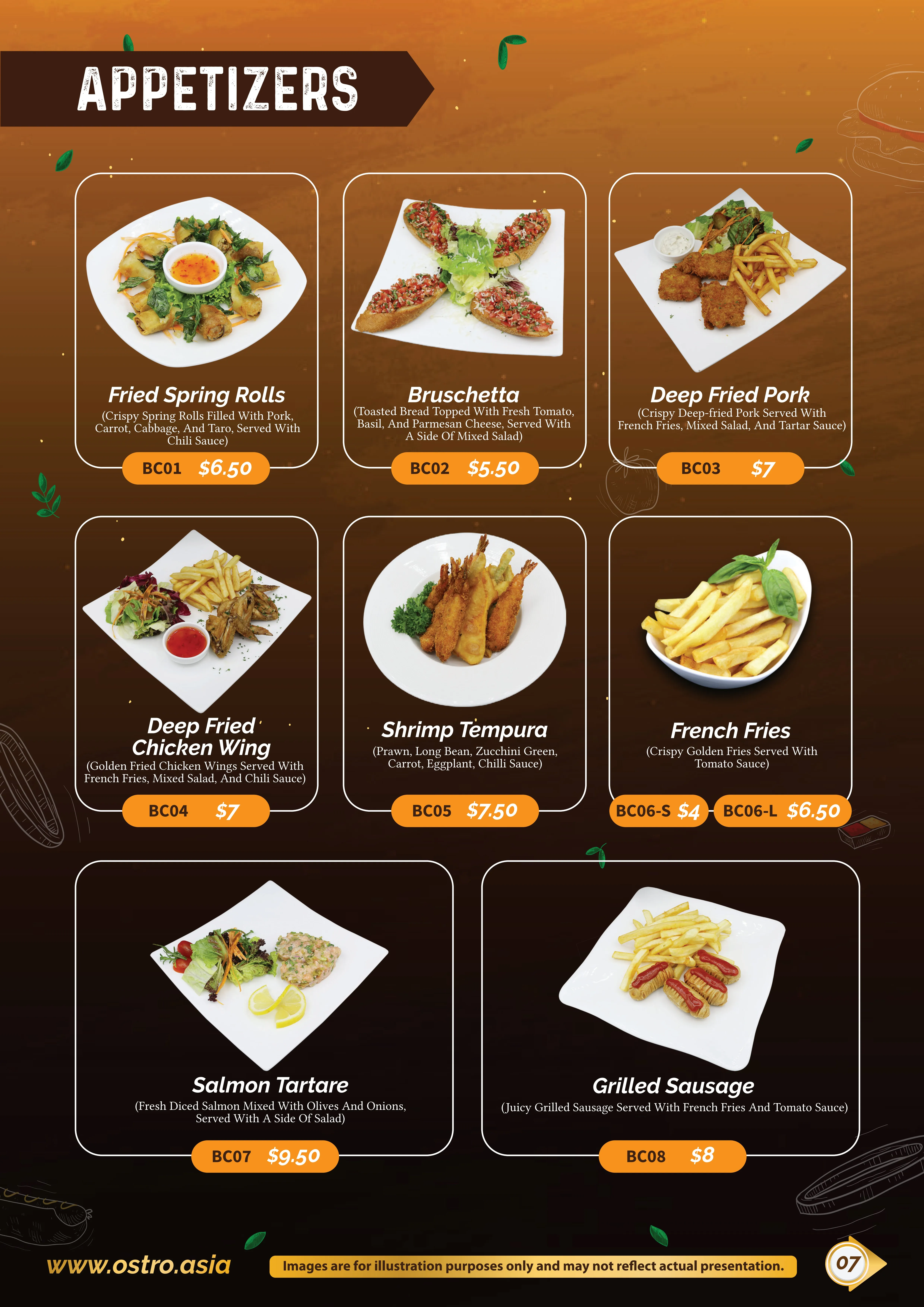 Snack & Appetizers Menu 1